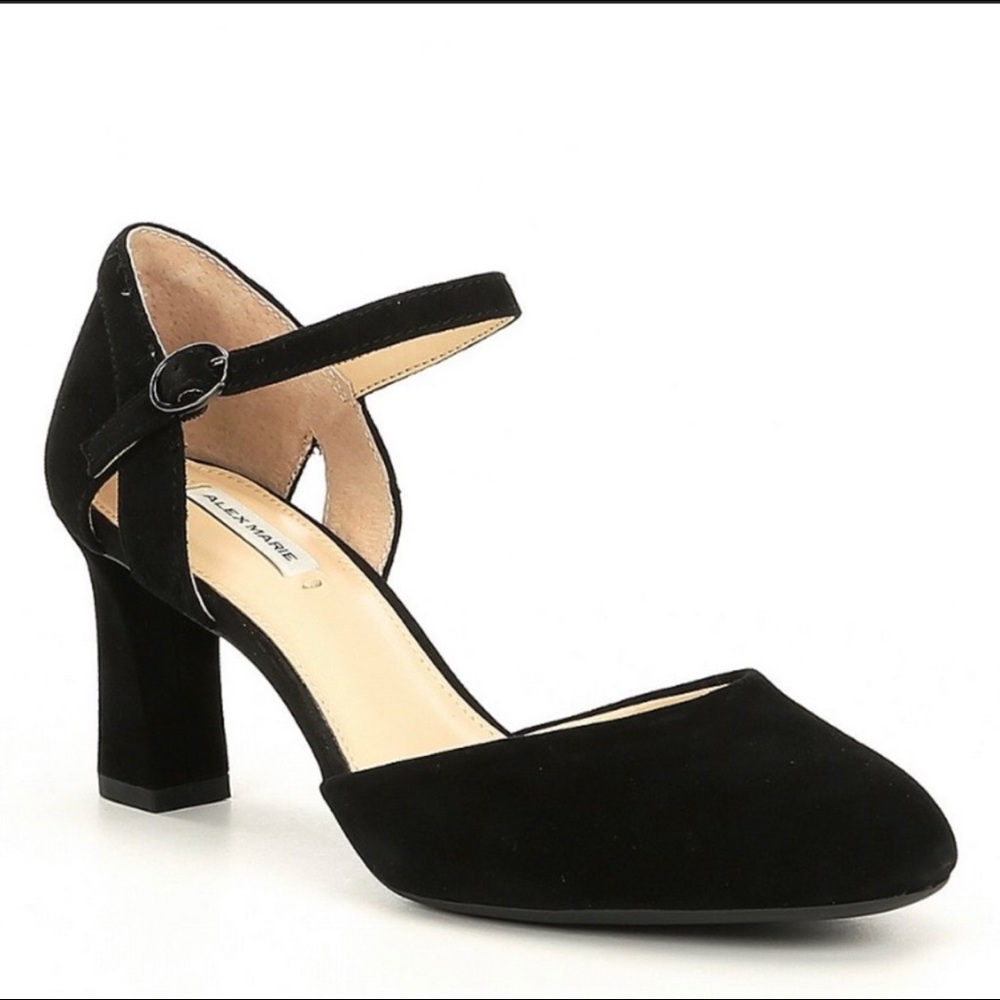 Black Suede Alex Marie closed toe heels